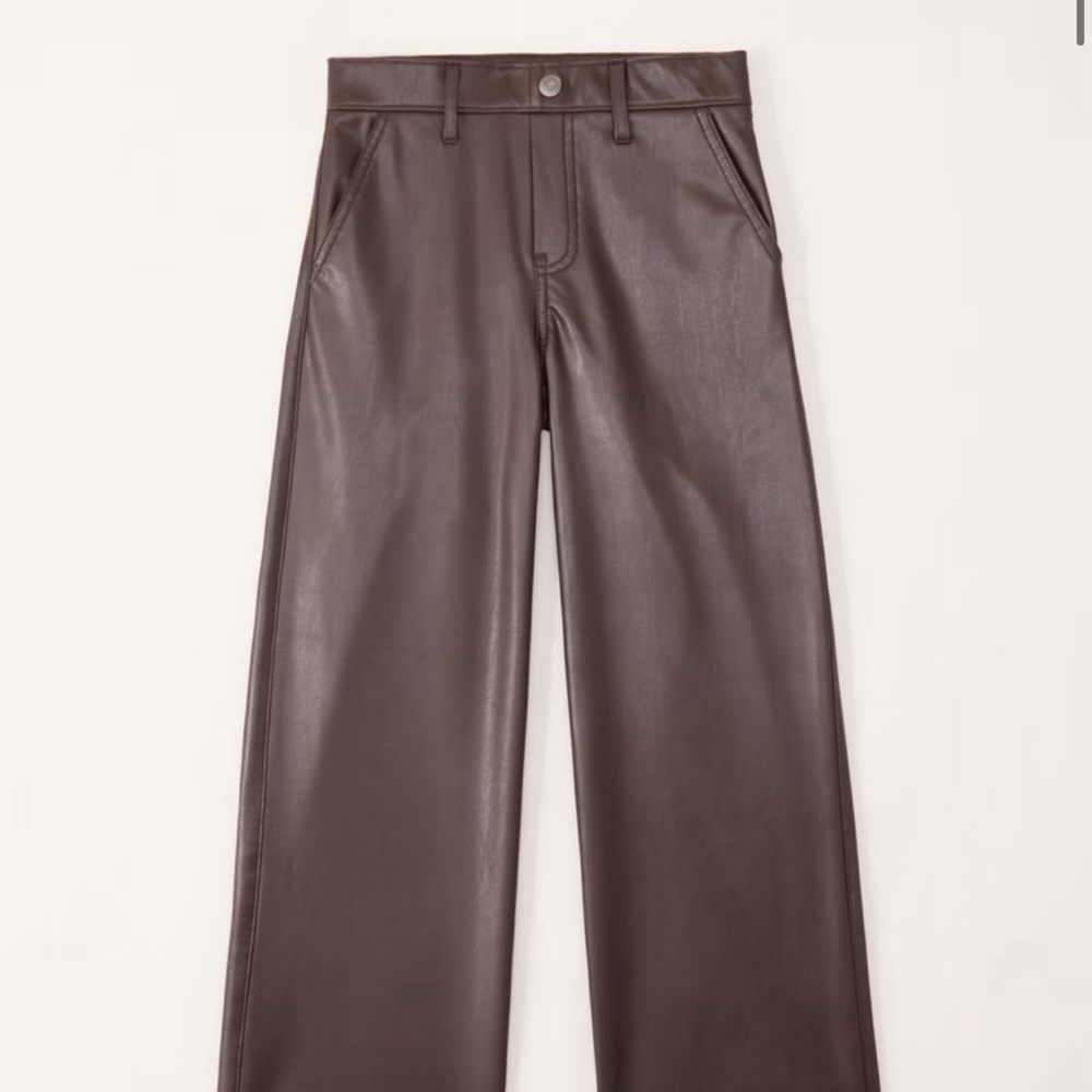 Girls high rise faux leather wide leg pants
